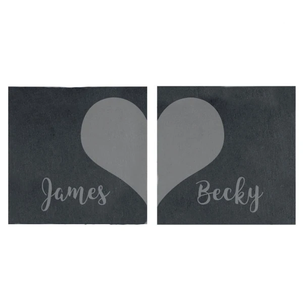 Personalised Two Hearts Slate Coaster Set 6 Personalised Two Hearts Slate Coaster Set - Image 6