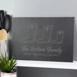 Personalised Welly Boot Family Of Three Slate
