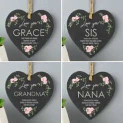 Personalised Abstract Rose Printed Slate Heart Decoration -PERSONALISE STORE p0105a79 2