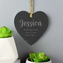 Personalised Free Text Slate Heart Decoration -PERSONALISE STORE p0105a86 2
