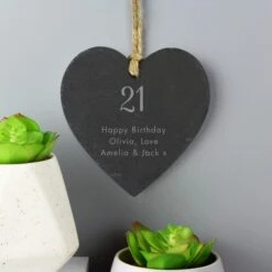 Personalised Free Text Slate Heart Decoration -PERSONALISE STORE p0105a86 3