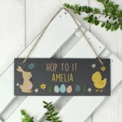 Personalised Easter Bunny & Chick Slate Door Plaque -PERSONALISE STORE p0105a94 3