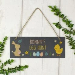 Personalised Easter Bunny & Chick Slate Door Plaque -PERSONALISE STORE p0105a94 4