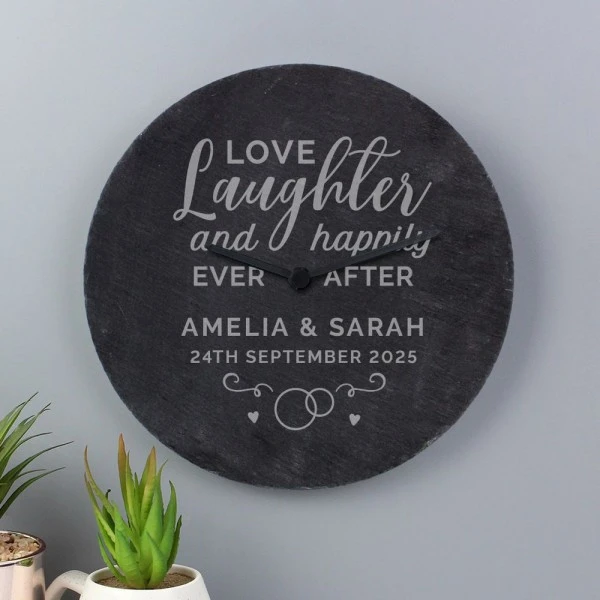 Personalised Love Laughter Slate Clock 2 Personalised Love Laughter Slate Clock - Image 2