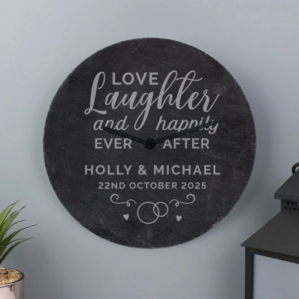 Personalised Love Laughter Slate Clock 3 Personalised Love Laughter Slate Clock - Image 3