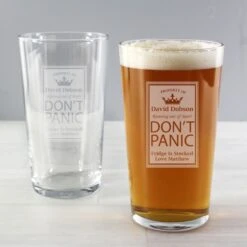 Personalised Don't Panic Pint Glass -PERSONALISE STORE p010787 3