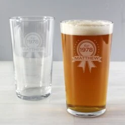 Personalised Established Rosette Pint Glass -PERSONALISE STORE p0107a07 3