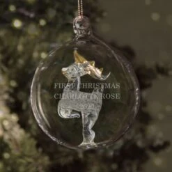 Personalised Glass Reindeer Bauble -PERSONALISE STORE p0107b24 2