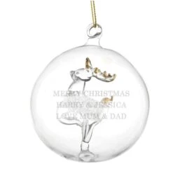 Personalised Glass Reindeer Bauble -PERSONALISE STORE p0107b24 4