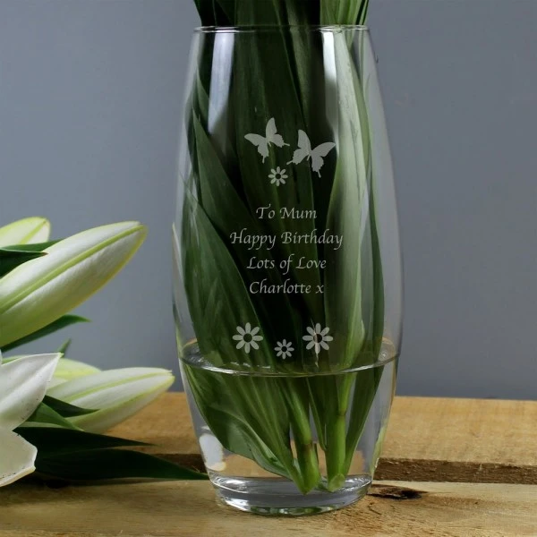 Personalised Butterflies And Flowers Bullet Vase 3 Personalised Butterflies And Flowers Bullet Vase - Image 3