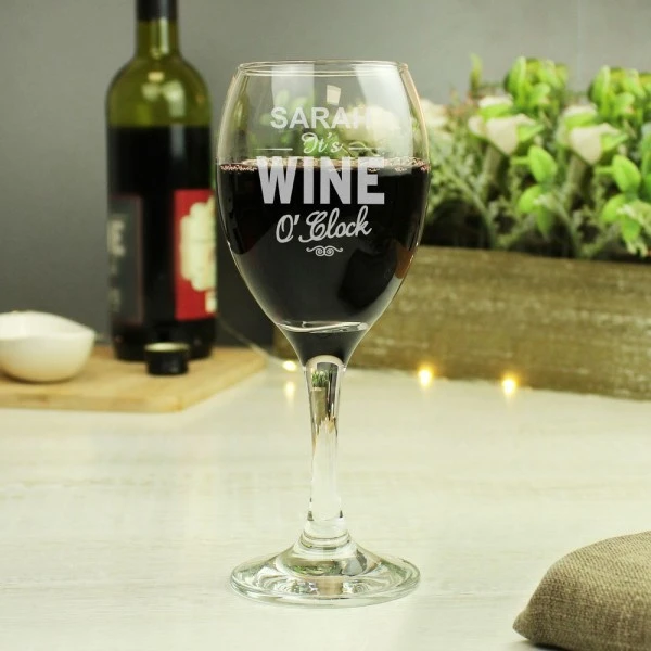 Personalised Wine O'Clock Engraved Wine Glass 3 Personalised Wine O'Clock Engraved Wine Glass - Image 3