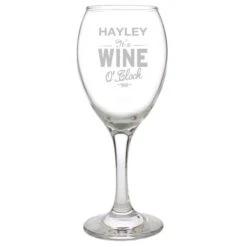 Personalised Wine O'Clock Engraved Wine Glass 7 Personalised Wine O'Clock Engraved Wine Glass -PERSONALISE STORE p0107c21 3