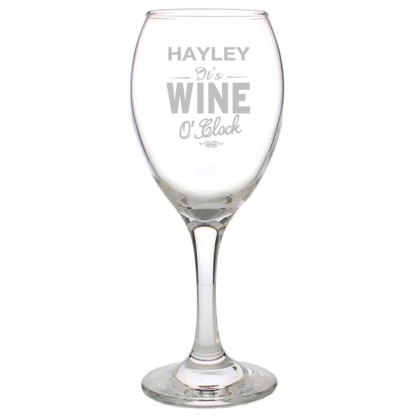 Personalised Wine O'Clock Engraved Wine Glass 4 Personalised Wine O'Clock Engraved Wine Glass - Image 4
