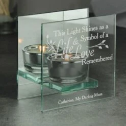 Personalised Life & Love Mirrored Glass Tea Light Candle Holder -PERSONALISE STORE p0107d37 2