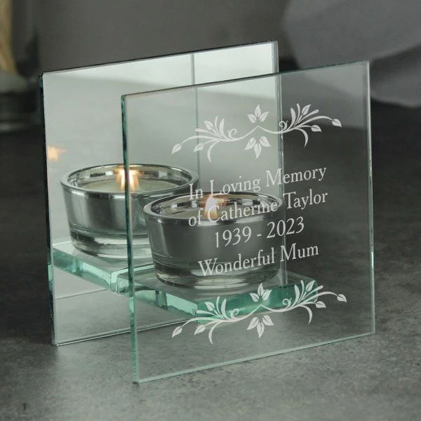 Personalised Sentiments Mirrored Glass Tea Light Candle Holder 2 Personalised Sentiments Mirrored Glass Tea Light Candle Holder - Image 2