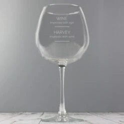 Personalised "Wine Improves With Age" Bottle Of Wine Glass -PERSONALISE STORE p0107e01 4