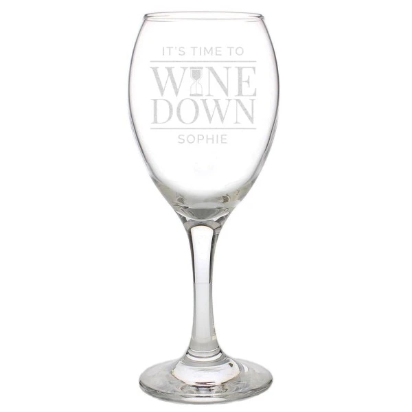 Personalised "It's Time To Wine Down" Wine Glass 2 Personalised "It's Time To Wine Down" Wine Glass - Image 2