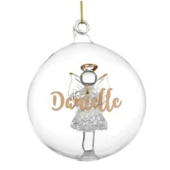 Personalised Gold Glitter Name Only Angel Glass Bauble 13 Personalised Gold Glitter Name Only Angel Glass Bauble -PERSONALISE STORE p0107e40 5