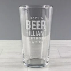 Personalised Beer-Illiant Birthday Pint Glass -PERSONALISE STORE p0107g29 2