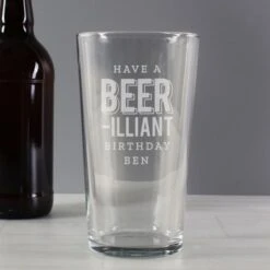 Personalised Beer-Illiant Birthday Pint Glass -PERSONALISE STORE p0107g29 3