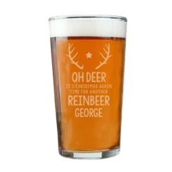 Personalised Time For A Reinbeer Pint Glass -PERSONALISE STORE p0107g62 3