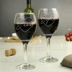 Personalised Heart Name Wine Glass Set -PERSONALISE STORE p0107g87 3