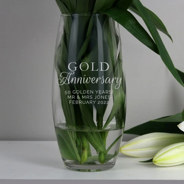 Personalised "Gold Anniversary" Bullet Vase 1 Personalised "Gold Anniversary" Bullet Vase