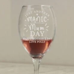 Personalised Manic Mum Day Wine Glass -PERSONALISE STORE p0107h01 2