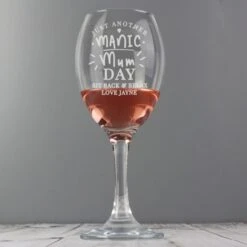 Personalised Manic Mum Day Wine Glass -PERSONALISE STORE p0107h01 3