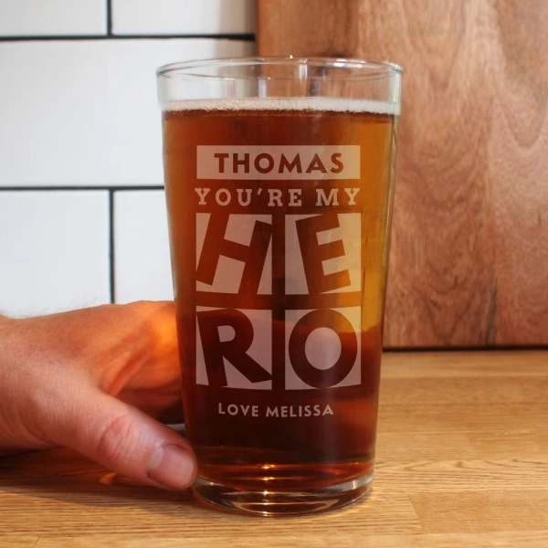 Personalised My Hero Pint Glass 2 Personalised My Hero Pint Glass - Image 2