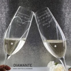 Personalised Hand Cut Heart Pair Of Flutes With Gift Box -PERSONALISE STORE p010874 3