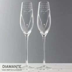 Personalised Hand Cut Heart Pair Of Flutes With Gift Box -PERSONALISE STORE p010874 5