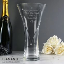 Personalised Large Hand Cut Little Hearts Diamante Vase -PERSONALISE STORE p010886 2