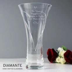 Personalised Large Hand Cut Little Hearts Diamante Vase -PERSONALISE STORE p010886 3