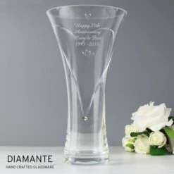 Personalised Large Hand Cut Little Hearts Diamante Vase -PERSONALISE STORE p010886 4