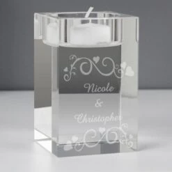 Personalised Ornate Swirl Glass Tea Light Candle Holder -PERSONALISE STORE p0108a10 2