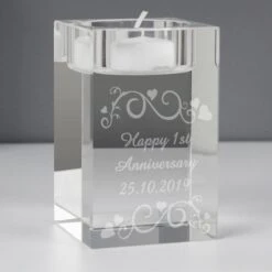 Personalised Ornate Swirl Glass Tea Light Candle Holder -PERSONALISE STORE p0108a10 3