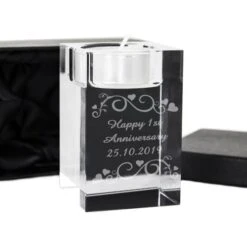 Personalised Ornate Swirl Glass Tea Light Candle Holder -PERSONALISE STORE p0108a10 5