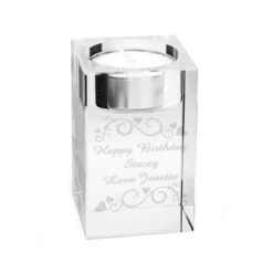 Personalised Ornate Swirl Glass Tea Light Candle Holder -PERSONALISE STORE p0108a10 6