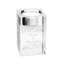 Personalised Ornate Swirl Glass Tea Light Candle Holder -PERSONALISE STORE p0108a10 7