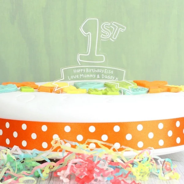 Personalised Acrylic "1st" Celebration Cake Topper 1 Personalised Acrylic "1st" Celebration Cake Topper