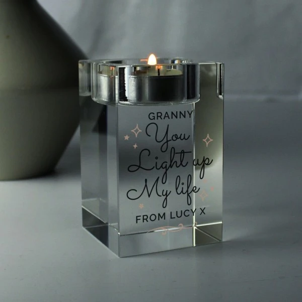 Personalised You Light Up My Life Glass Tea Light Holder 2 Personalised You Light Up My Life Glass Tea Light Holder - Image 2