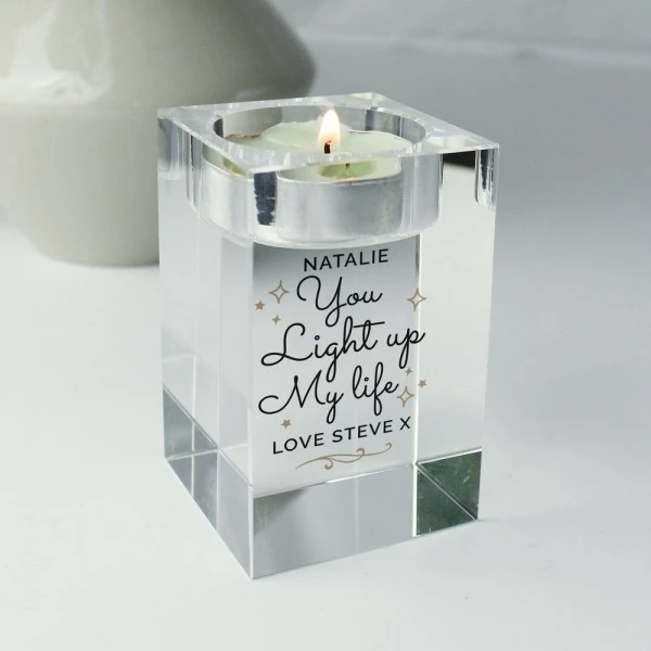 Personalised You Light Up My Life Glass Tea Light Holder 4 Personalised You Light Up My Life Glass Tea Light Holder - Image 4