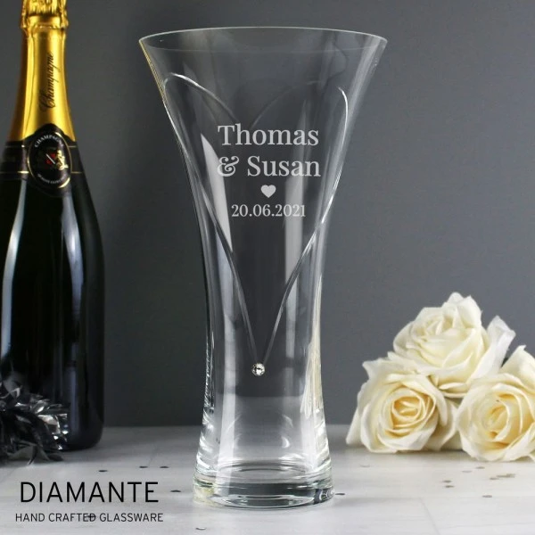 Personalised Mr & Mrs Large Hand Cut Diamante Heart Vase 4 Personalised Mr & Mrs Large Hand Cut Diamante Heart Vase - Image 4