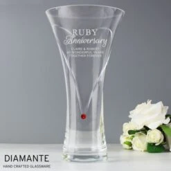 Personalised Ruby Anniversary Large Hand Cut Diamante Heart Vase 5 Personalised Ruby Anniversary Large Hand Cut Diamante Heart Vase -PERSONALISE STORE p0108a97 2