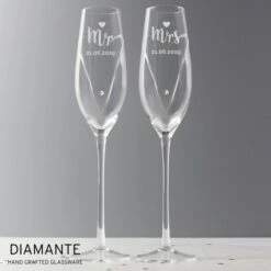 Personalised Hand Cut Mr & Mrs Pair Of Flutes In Gift Box 10 Personalised Hand Cut Mr & Mrs Pair Of Flutes In Gift Box -PERSONALISE STORE p010902 2