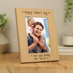Personalised Happy Father's Day 5x7 Wooden Photo Frame