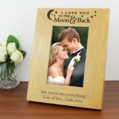 Personalised "To The Moon And Back" 6x4 Oak Finish Photo Frame