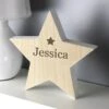Personalised Any Name Rustic Wooden Star Decoration