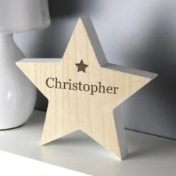 Personalised Any Name Rustic Wooden Star Decoration -PERSONALISE STORE p0111b13 2